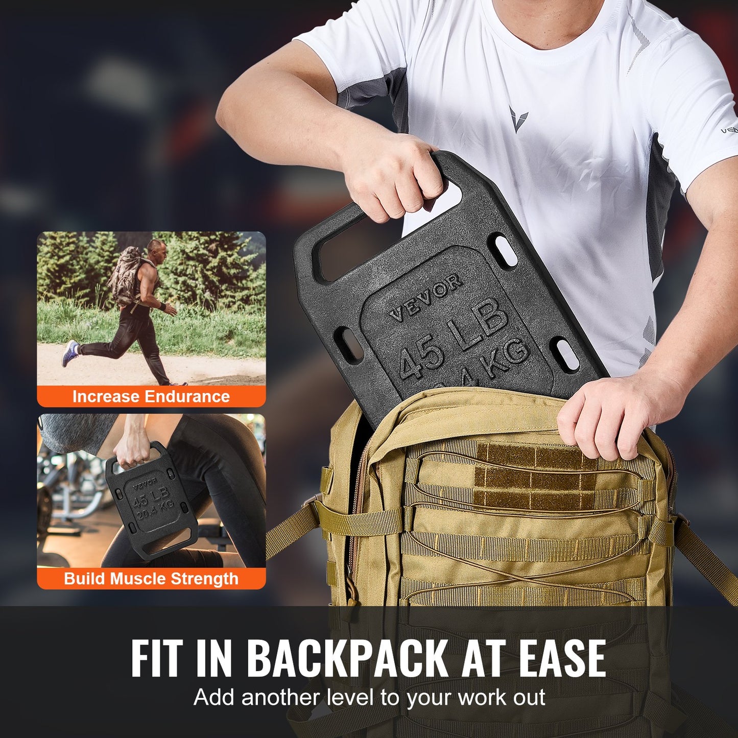 Cast iron rucking weights for rucking weight plate with handle 45LB single