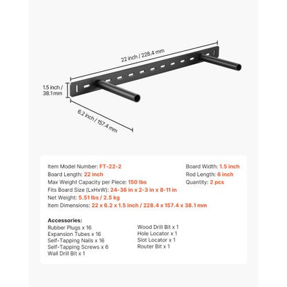 2 pcs shelf brackets 22 inch / 558.4 mm heavy duty floating shelf brackets