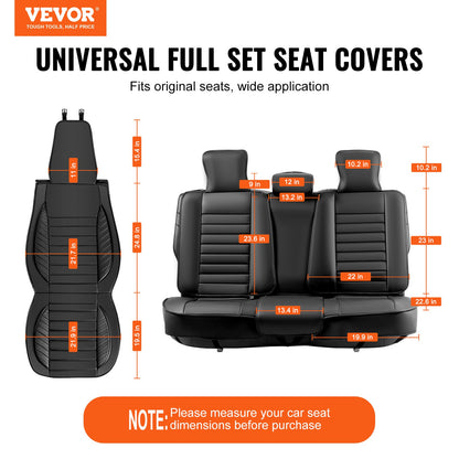 Sitzbezüge, Universal-Autositzbezüge, Komplettset, Vorder- und Rücksitze, 9-teilige Kunstleder-Sitzbezüge, halbgeschlossenes Design, abnehmbare Kopfstütze und Airbag-kompatibel, für die meisten Autos, SUVs und LKWs