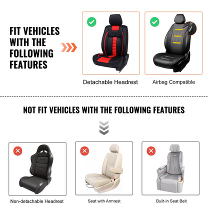Sitzbezüge, Universal-Autositzbezüge Vordersitze, 2 Stück Kunstleder-Sitzbezüge, Halbgeschlossenes Design, Abnehmbare Kopfstütze und Airbag-kompatibel, für die meisten Autos, SUVs und LKWs Beige
