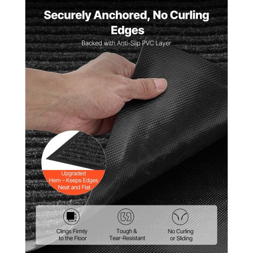 ytterdörrsmatta, 1524 x 914 mm kommersiell golvmatta för inomhus och utomhus, snygg randig industriell matta med PVC-baksida, kraftig tvättbar entrématta för hall, balkong, garage, grå |  EU