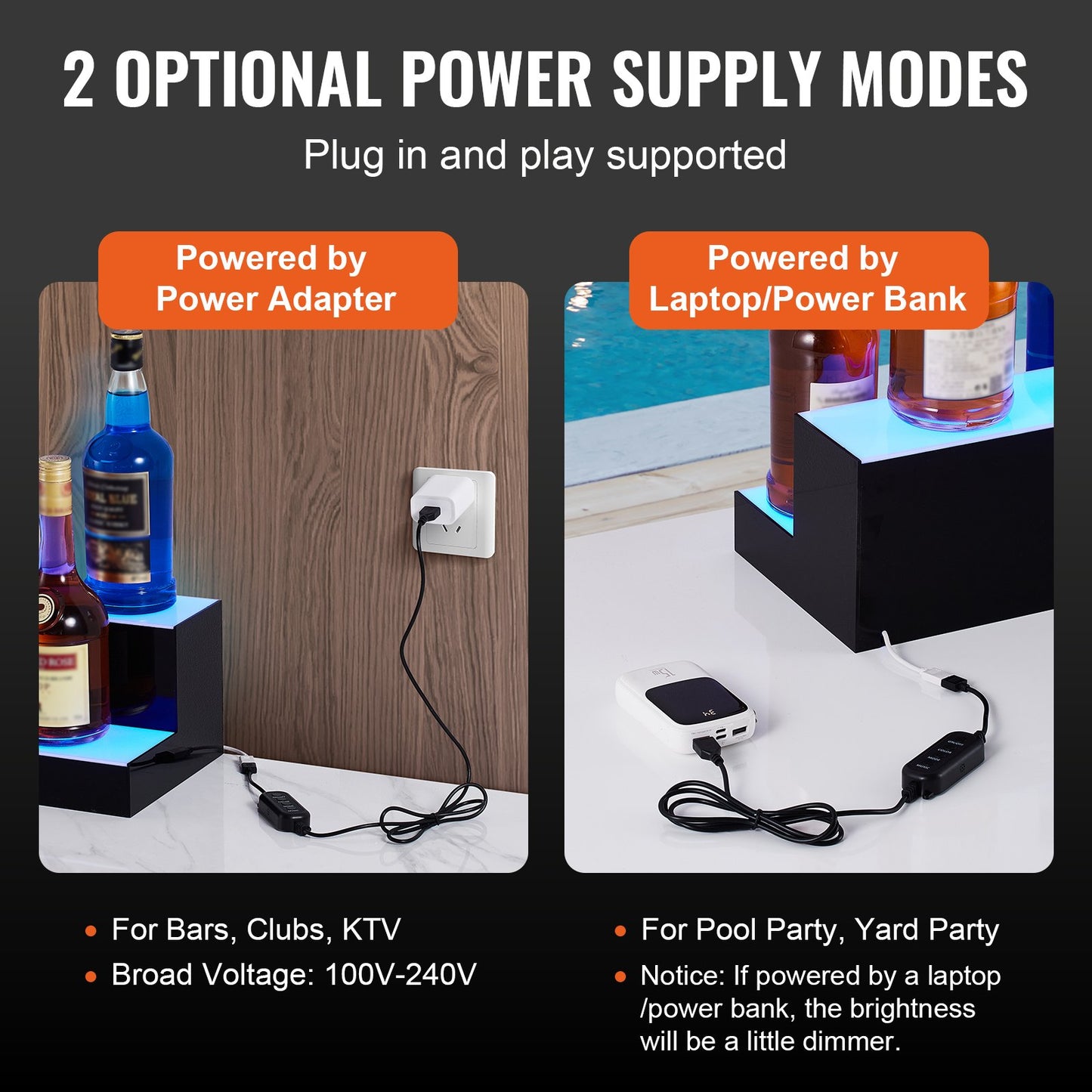 LED-upplyst spritflaska Display Bar Hylla RF & App Control 30" 2-Step
