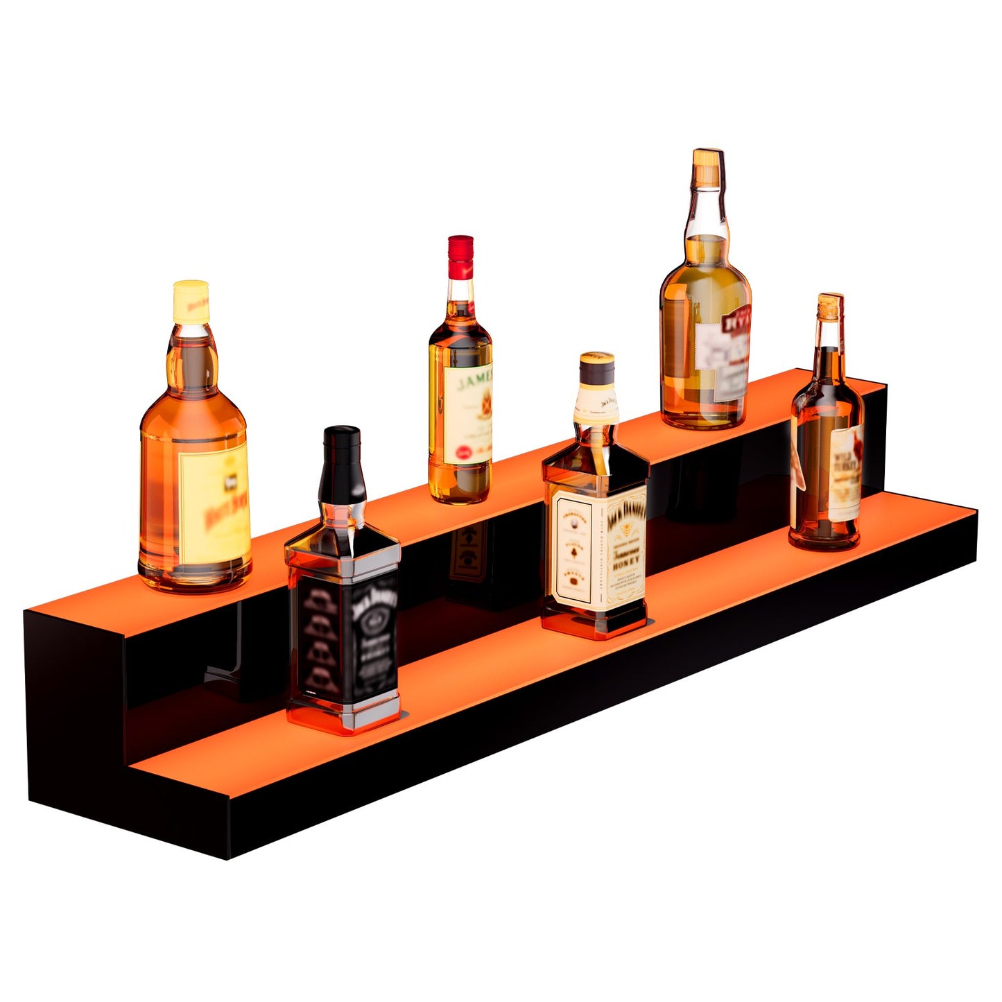 LED Illuminated Liquor Bottle Display Bar Shelf RF &amp; App Control 40" 2-Step