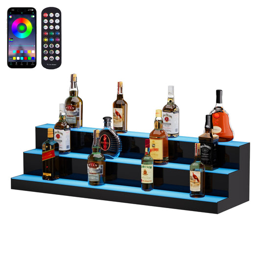 LED-upplyst spritflaska Display Bar Hylla RF & App Control 40" 3-steg