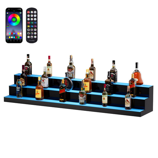LED-upplyst spritflaska Display Bar Hylla RF & App Control 60" 3-steg