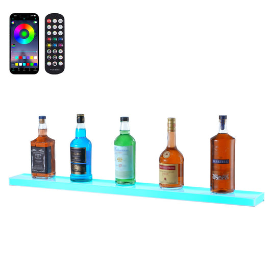 Väggmonterad LED-upplyst spritflaska Display Hemmabarhylla 40" 1-steg