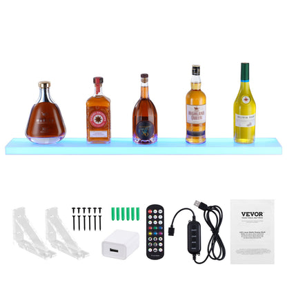 Väggmonterad LED-upplyst spritflaska Display Hemmabarhylla 40" 1-steg