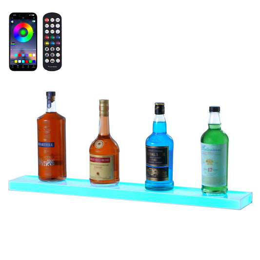 Väggmonterad LED-upplyst spritflaska Display Hemmabarhylla 30" 1-steg