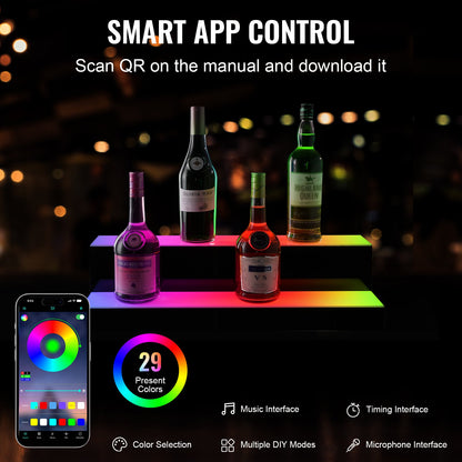 LED-upplyst spritflaska Display Bar Hylla RF & App Control 24" 2-Step