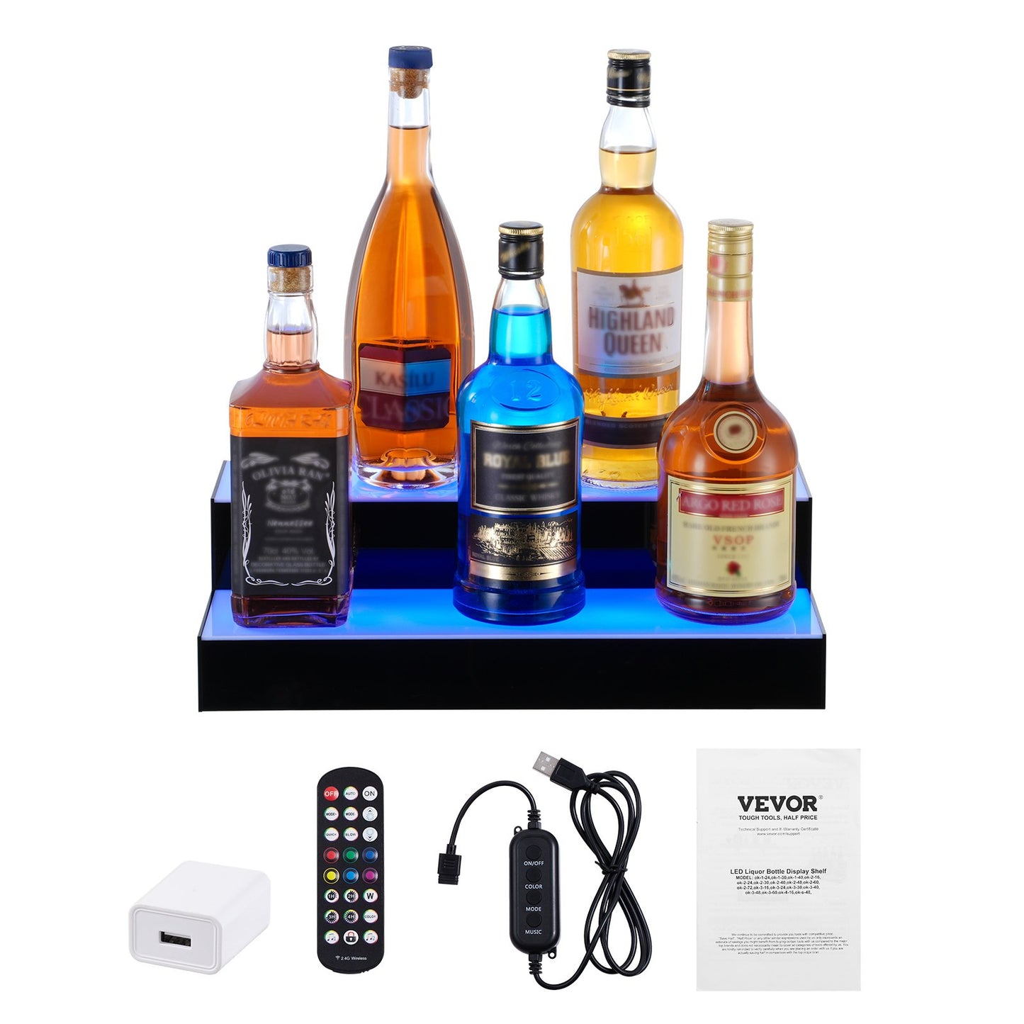 LED-upplyst spritflaska Display Bar Hylla RF & App Control 16" 2-Step