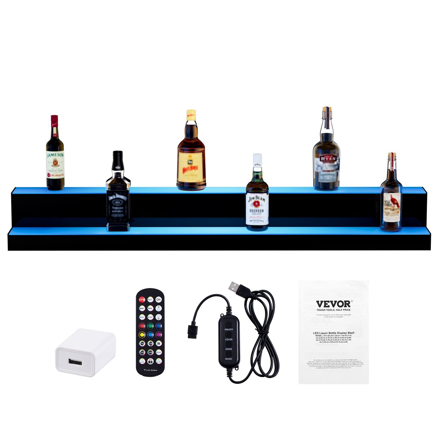 LED-upplyst spritflaska Display Bar Hylla RF & App Control 48" 2-Step