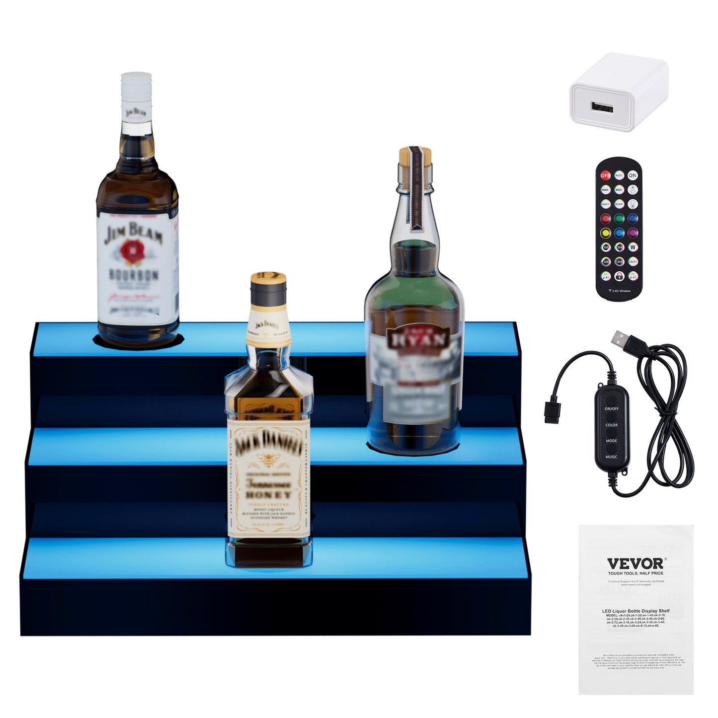 LED-upplyst spritflaska Display Bar Hylla RF & App Control 16" 3-steg
