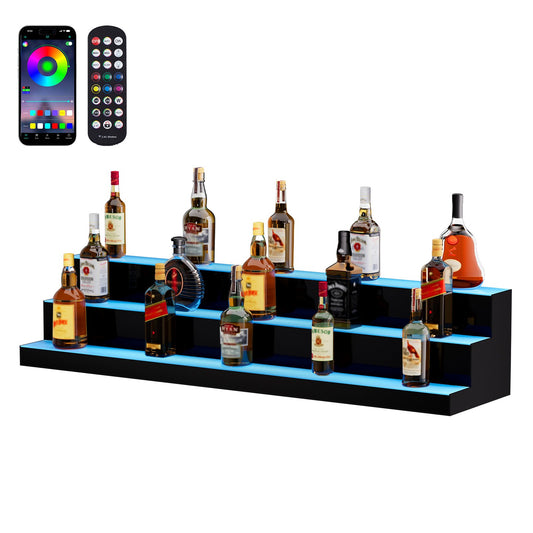 LED-upplyst spritflaska Display Bar Hylla RF & App Control 48" 3-steg