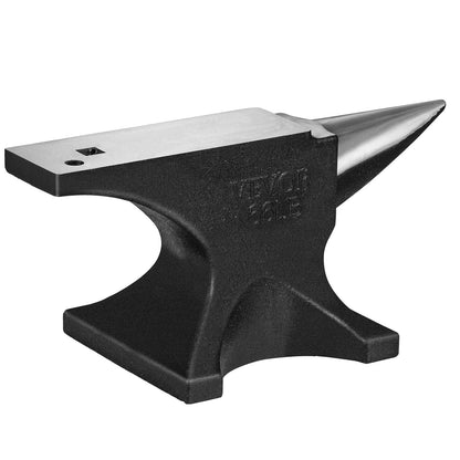 Anvil with one horn, 66 kg cast steel anvil, high hardness anvil, robust round horn anvil blacksmith, large worktop and stable base, with round and square hole, metal blacksmith tool for bending and shaping