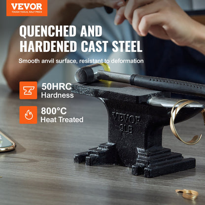 Enkelhornsstäd, 8,8 kg gjutstålstäd, städsmed med hög hårdhet, robust rundhornsstäd, kompakt design och stabil bas, smidesverktyg och utrustning, metallsmedsverktyg för bockning och formning