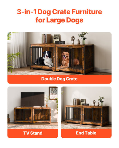 Dog Crate Furniture 75 i trä hundkennel inomhus med avdelare och bricka