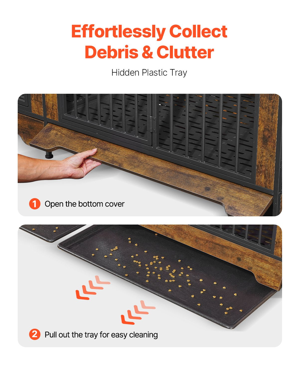 Dog Crate Furniture 75 i trä hundkennel inomhus med avdelare och bricka