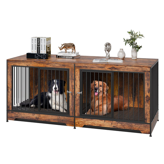 Dog Crate Furniture 75 i trä hundkennel inomhus med avdelare och bricka