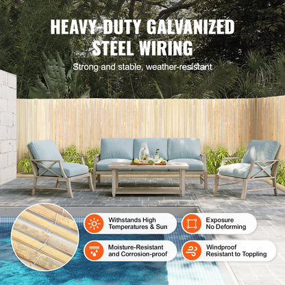 Natural Bamboo Lat Screening Privacy Bamboo Lat Fence 3 ft. H x 19.6 ft. L