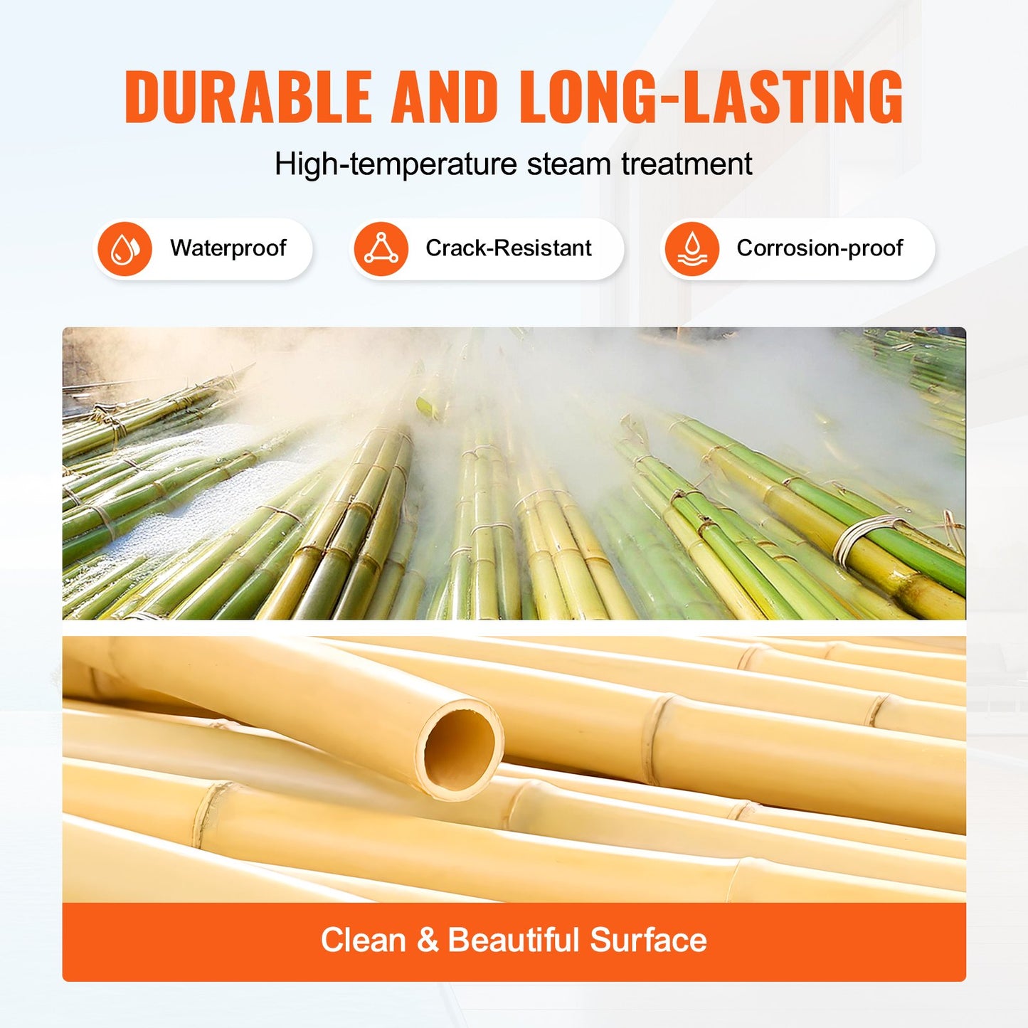 Natural Rolled Bamboo staket Bamboo Panel 4 ft H x 8 ft L x 0,75 in D.