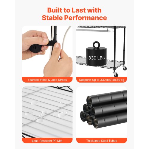 Växthylla med odlingslampa, 6-vånings inomhusväxtställ, 180 cm högt växtställ med hjul och 4/9/14 timmars timer, 150W 3-färgs fullspektrum odlingslampor, blomkruka för fröstart |  EU