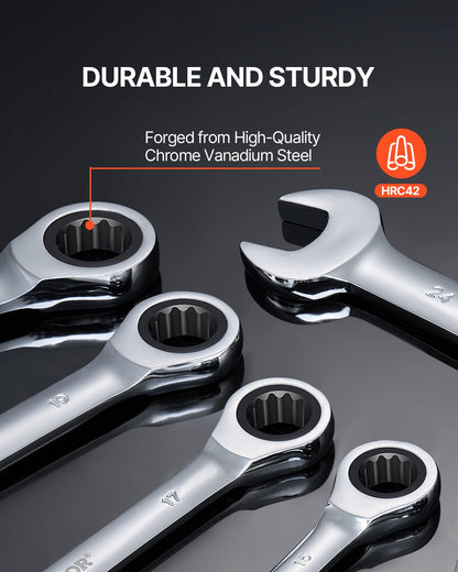 Kombinationsnyckelsats 16-delad metrisk 8 mm till 24 mm med organiseringsställ