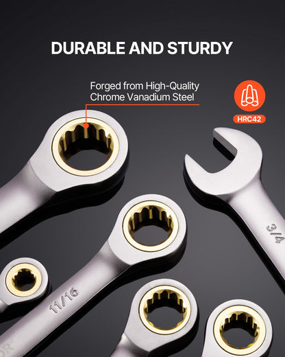 Kombinationsnyckelsats 24 ST SAE 1/4" - 7/8" Metriskt 8-19mm Organizer Rack