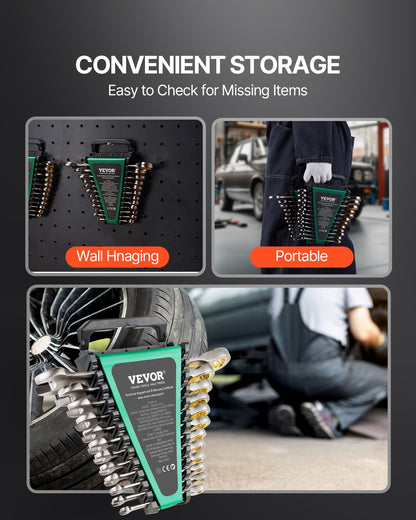 Kombinationsnyckelsats 24 ST SAE 1/4" - 7/8" Metriskt 8-19mm Organizer Rack