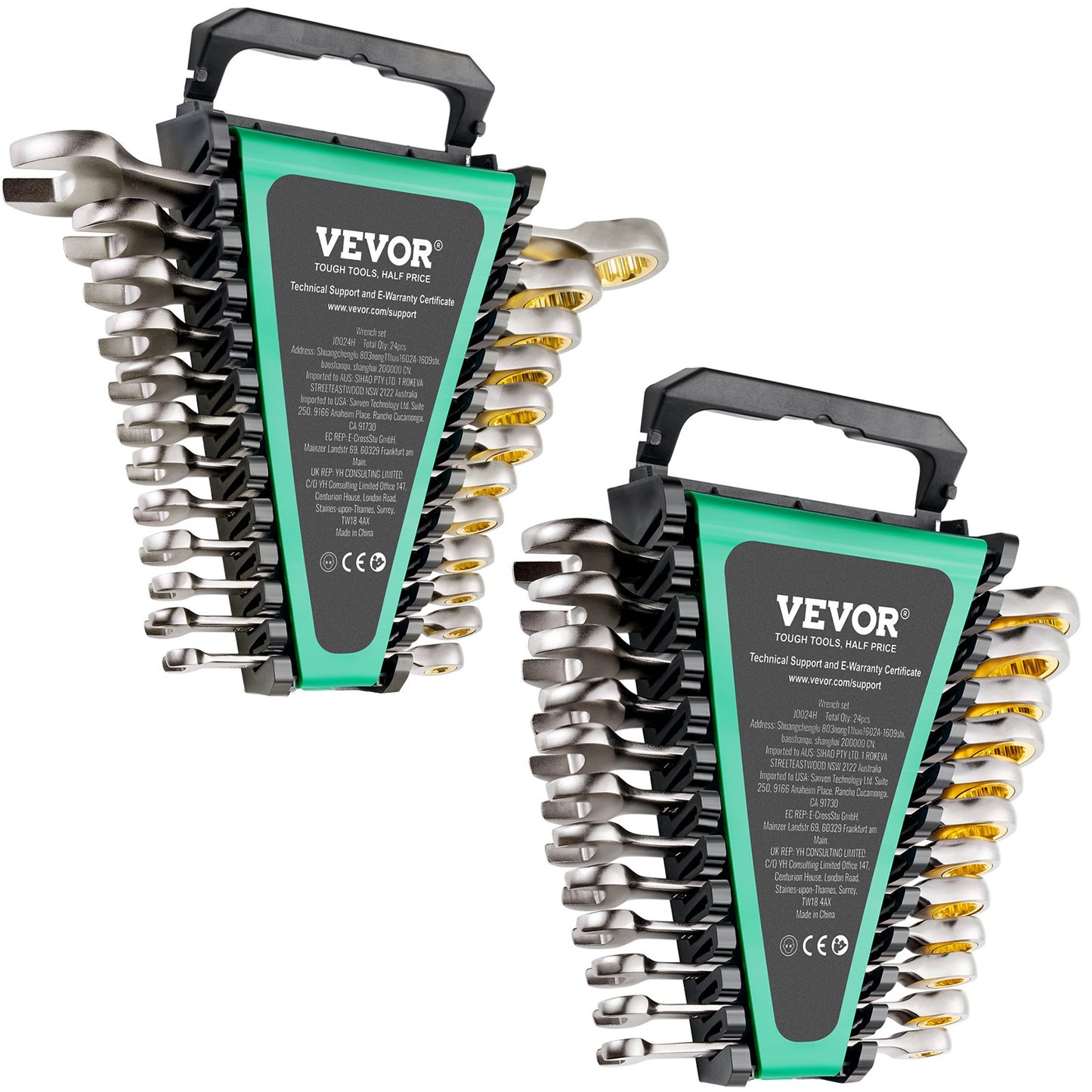 Kombinationsnyckelsats 24 ST SAE 1/4" - 7/8" Metriskt 8-19mm Organizer Rack