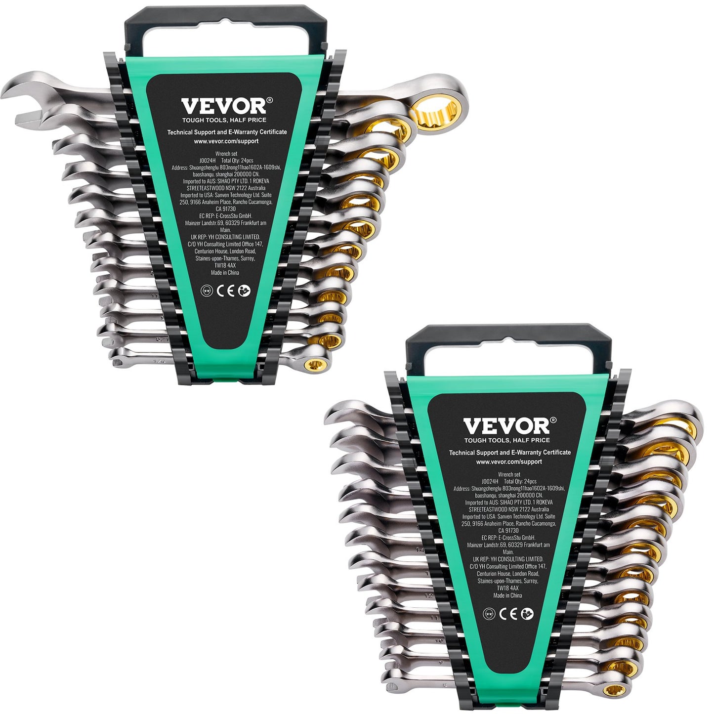 Kombinationsnyckelsats 24 ST SAE 1/4" - 7/8" Metriskt 8-19mm Organizer Rack