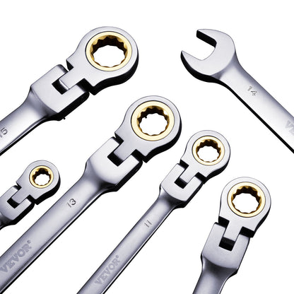 Flex-Head Ratchet Set 8 PC Metric 8 mm-17 mm with Roll-up bag