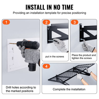 Garageförvaringshyllor, 2-pack, 4 x 2 fot Heavy Duty Garagehyllor Väggmonterade, 502 lbs Lastkapacitet (totalt) Garageförvaringsställ Flytande hyllor, Lämplig för butik, bod, garageförvaring
