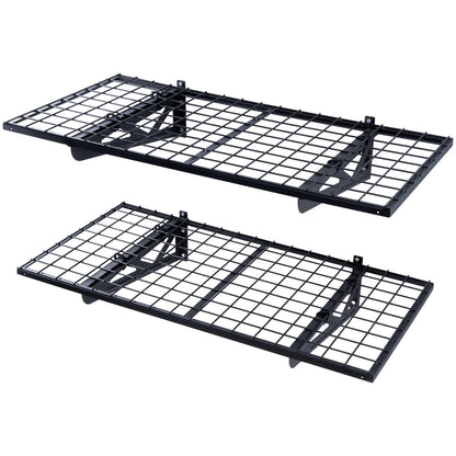 Garageförvaringshyllor, 2-pack, 4 x 2 fot Heavy Duty Garagehyllor Väggmonterade, 502 lbs Lastkapacitet (totalt) Garageförvaringsställ Flytande hyllor, Lämplig för butik, bod, garageförvaring