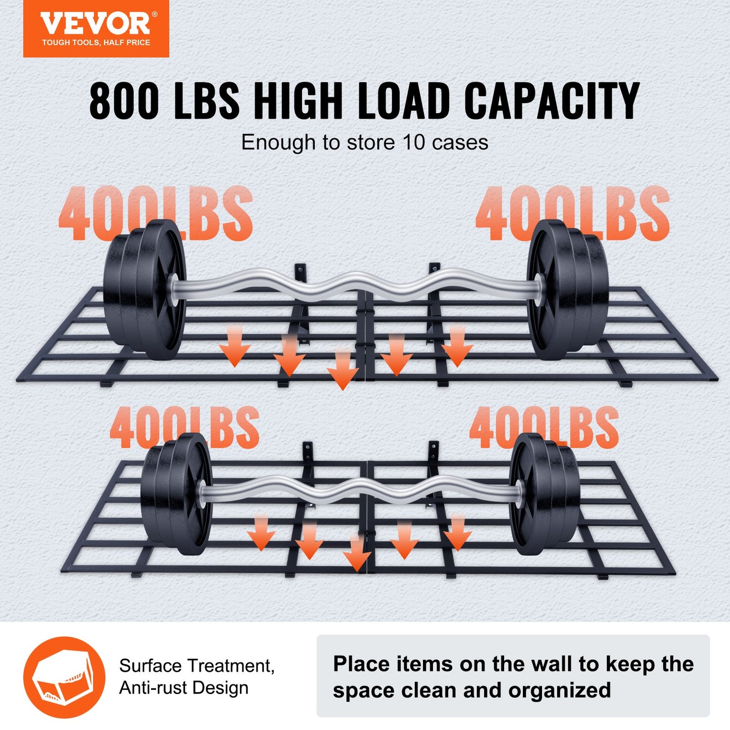 Garage Hyllor, 2-pack, 6 x 2 fot Heavy Duty Garage Hyllor Väggmonterade, 1600 lbs Lastkapacitet (totalt) Garage Förvaringsställ Flytande hyllor, Lämplig för butik, bod, garageförvaring