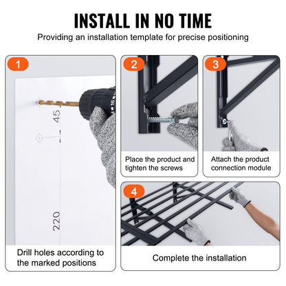 Garage Hyllor, 2-pack, 6 x 2 fot Heavy Duty Garage Hyllor Väggmonterade, 1600 lbs Lastkapacitet (totalt) Garage Förvaringsställ Flytande hyllor, Lämplig för butik, bod, garageförvaring