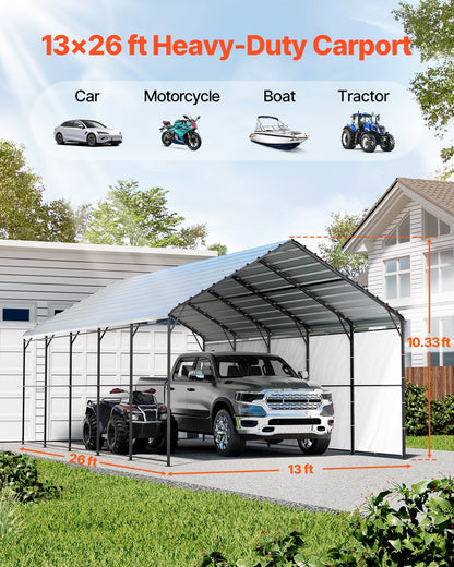 13' x 26' Metal Carport Heavy Duty Outdoor Car Shelter Garage for Boats