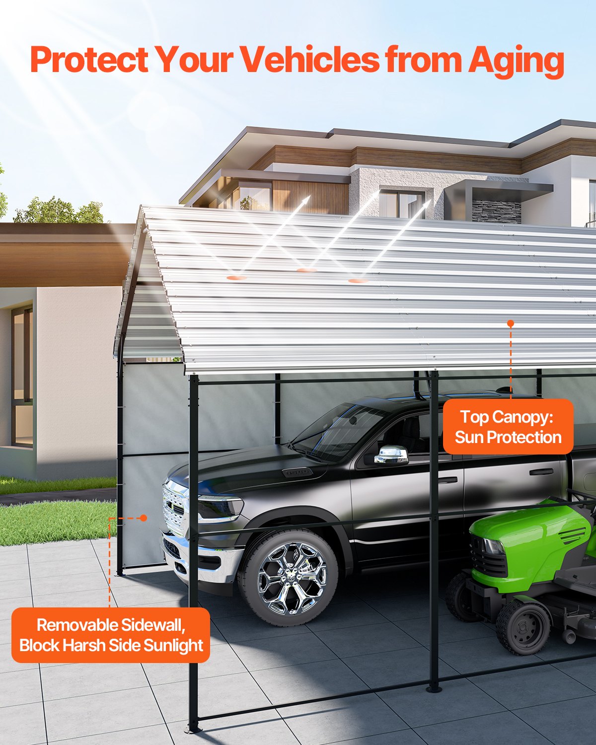 13' x 26' Metal Carport Heavy Duty Outdoor Car Shelter Garage for Boats