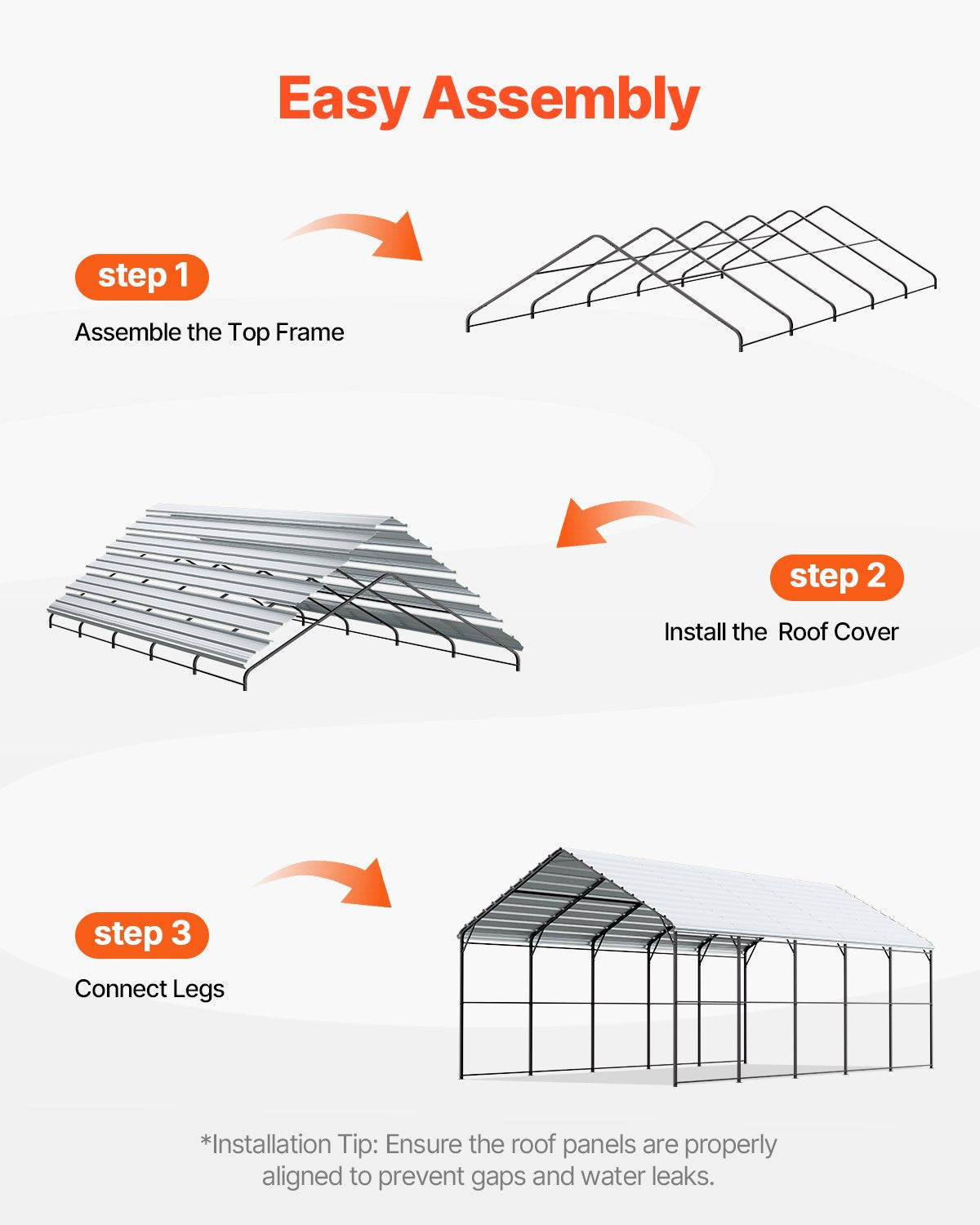 13' x 26' Metal Carport Heavy Duty Outdoor Car Shelter Garage for Boats