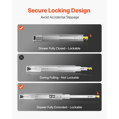 1 Pair 16-60 Inch Soft Closing Drawer Slides Ball Bearing Full Extendable | EU