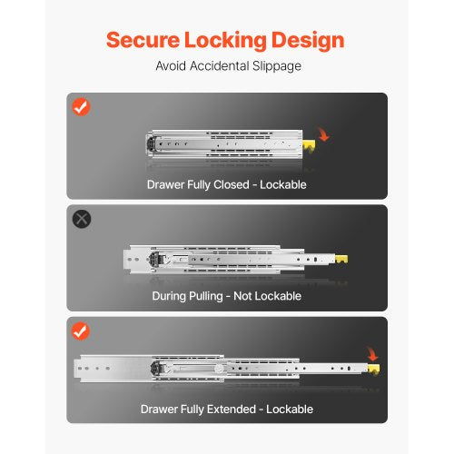 1 Paar 16-60 Zoll Soft-Close-Schubladenschienen Kugellager Voll ausziehbar | EU