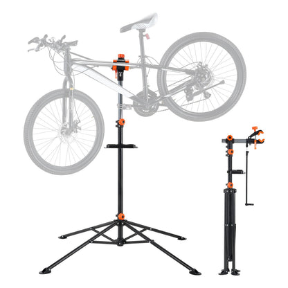 Cykelreparationsställ, 80 lbs kraftigt cykelreparationsställ i stål, justerbart arbetsställ för cykelunderhåll med magnetisk verktygsbricka Teleskoparm, hopfällbart cykelställ för hemmet, butiker