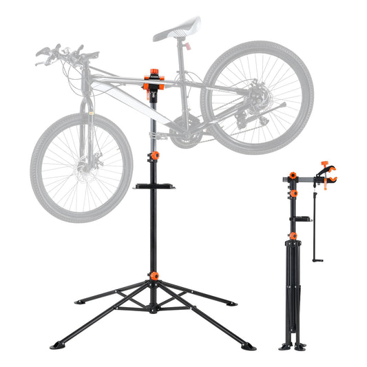 Cykelreparationsställ, 80 lbs kraftigt cykelreparationsställ i stål, justerbart arbetsställ för cykelunderhåll med magnetisk verktygsbricka Teleskoparm, hopfällbart cykelställ för hemmet, butiker