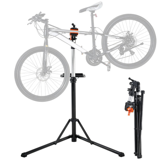 Cykelreparationsställ, 66 lbs kraftigt cykelreparationsställ i aluminium, justerbart arbetsställ för cykelunderhåll med magnetisk verktygsbricka Teleskoparm, hopfällbart cykelställ för hemmet, butiker