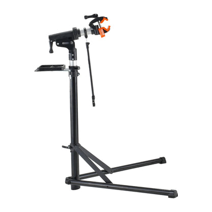Cykelreparationsställ, 66 lbs kraftigt cykelreparationsställ i aluminium, justerbart arbetsställ för cykelunderhåll med magnetisk verktygsbricka Teleskoparm, hopfällbart cykelställ för hemmet, butiker