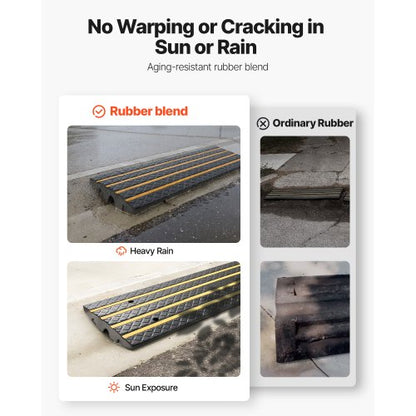 Gummikantramp för biluppfart, 15 ton lastkapacitet, 66 mm stigning för trottoarkantsramp med gula reflexremsor, lämplig för lastkaj, lager, garage, trottoar (1-pack) |  EU