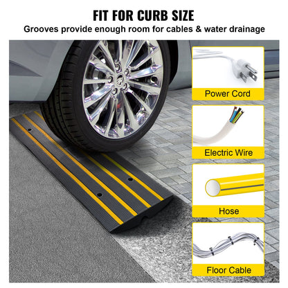 Sidewalk Ramp, 2.6 Inch Rubber Driveway Ramps, Heavy Duty 33069 lbs Weight Capacity Threshold Ramp, Curbside Bridge Ramps for Loading Dock Garage Sidewalk, Expandable Complete Ramp Set