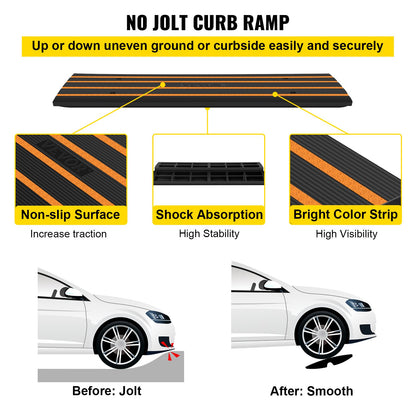 Sidewalk Ramp, 2.6 Inch Rubber Driveway Ramps, Heavy Duty 33069 lbs Weight Capacity Threshold Ramp, Curbside Bridge Ramps for Loading Dock Garage Sidewalk, Expandable Complete Ramp Set