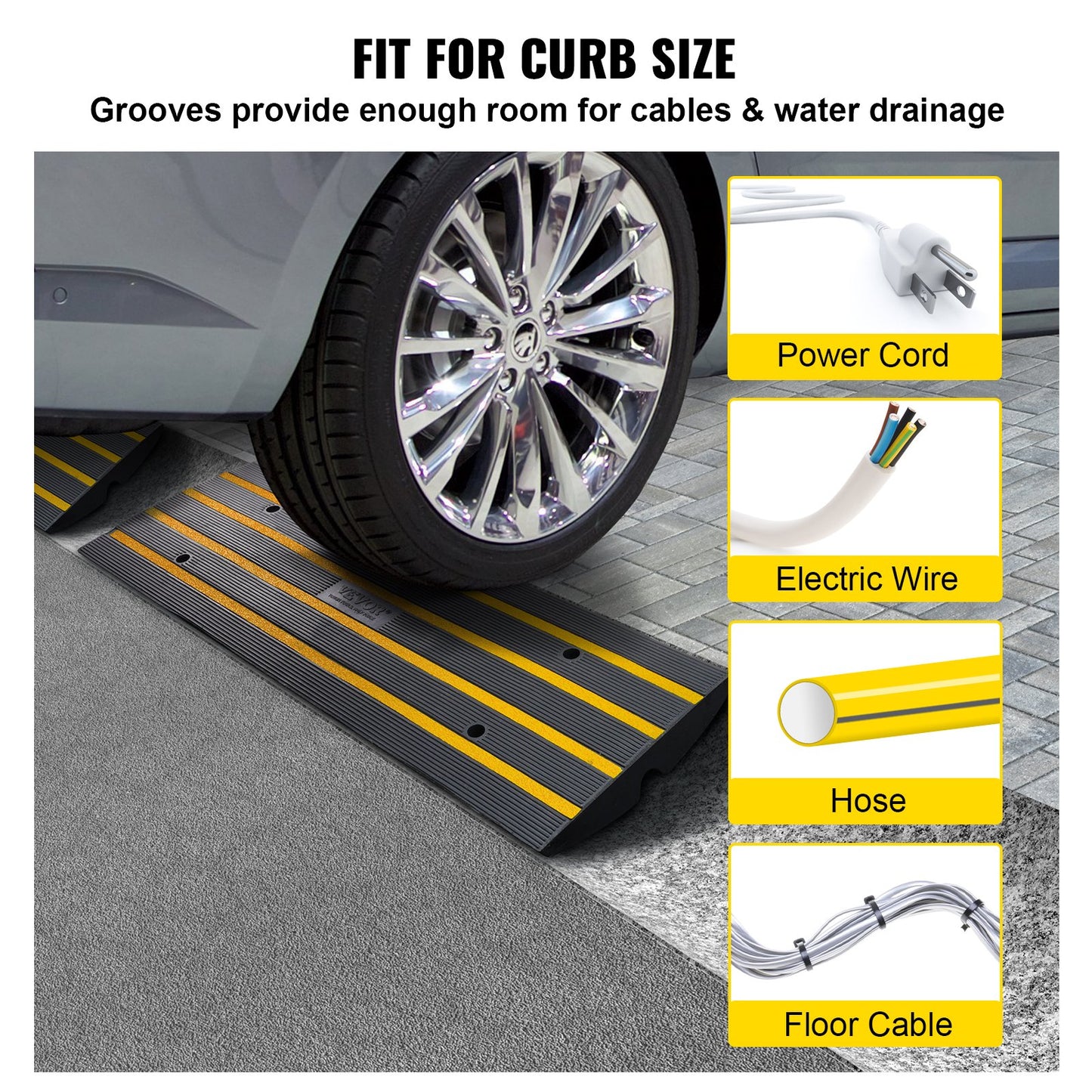 Curb Ramp Rubber Driveway Ramp 2-pack 2.6" Rise 15T loading threshold ramp