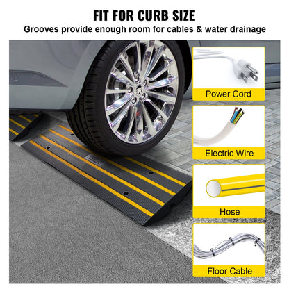 Curb Ramp Rubber Driveway Ramp 2-pack 2.6" Rise 15T loading threshold ramp