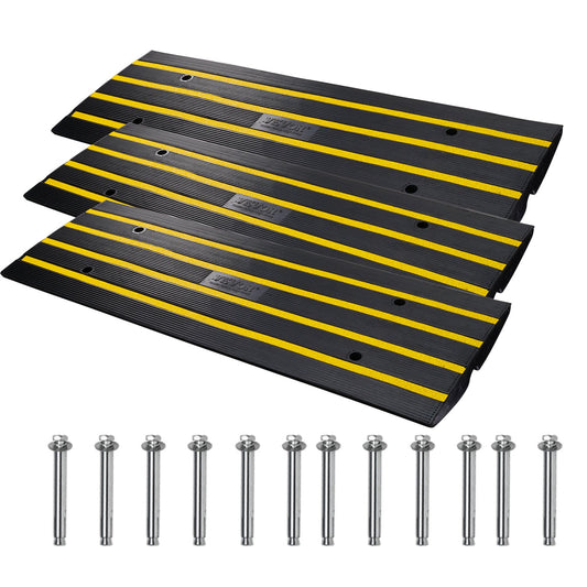 Curb Ramp Rubber Driveway Ramp 3-pack 2.6" Rise 15T loading threshold ramp